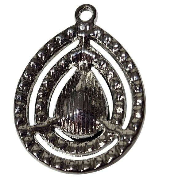 Elegant Teardrop Pendant Black Gemstone Clear Rhinestones Retro Jewelry DIY - Picture 2 of 3